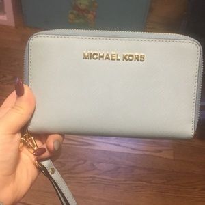 Powder Blue Michael Kors cell phone wallet!